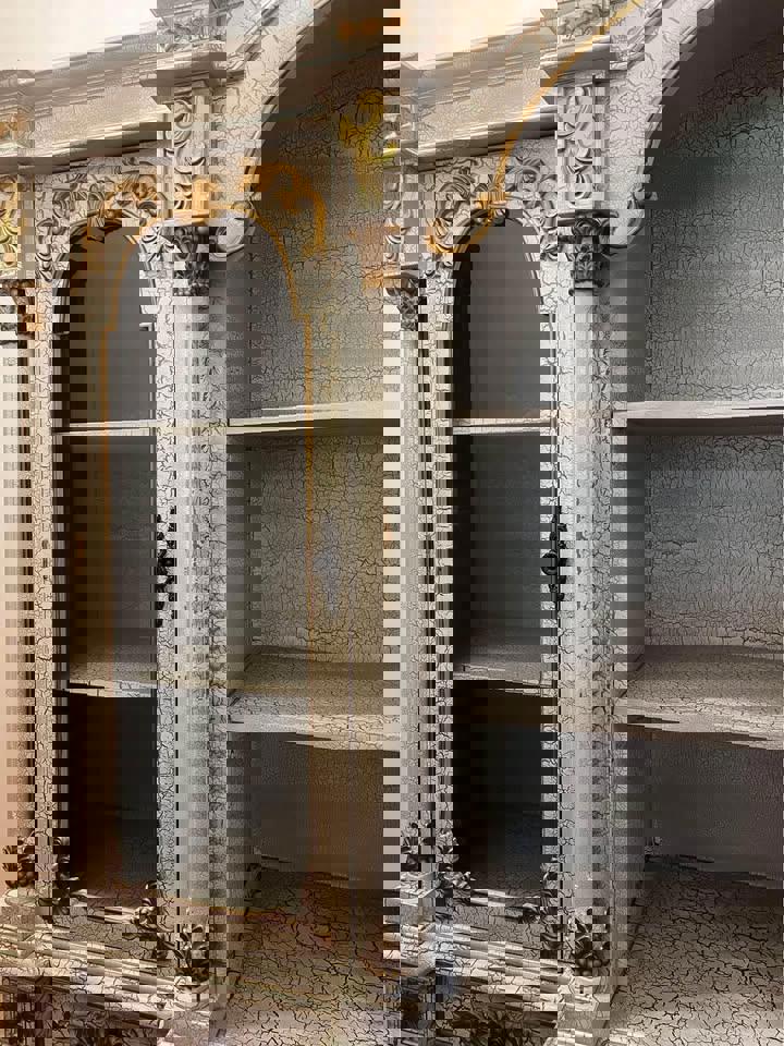 Impressive French antique white luxury extra large 2.68m bookshelf