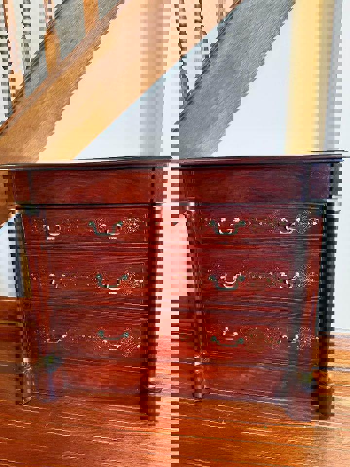 Antique European Brass Inlay Masterpiece cabinet sideboard hall stand hallway