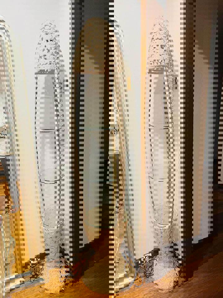 Unique white display glass shelf with LED light made in Italy