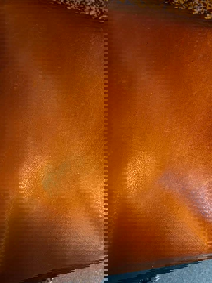 Vintage Dinning table extendable $150 with 6 refurbished leather chairs $100 each