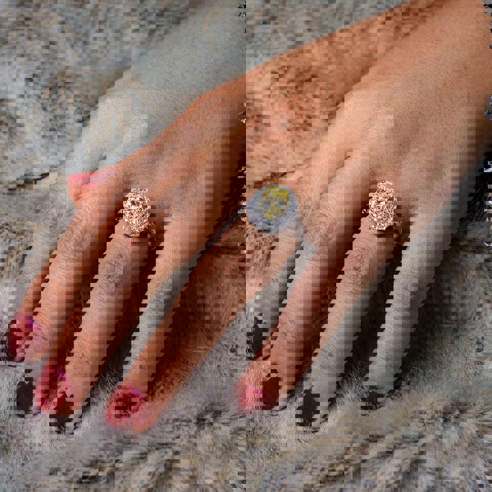 Natural Tourmaline adjustable rings sterling silver S925 Gift for her or him with Gift Box