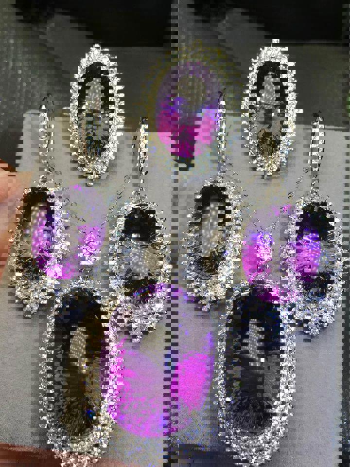 Stunning AAAA Amethyst Jewelry Set in Silver amethyst earrings ring&pendant