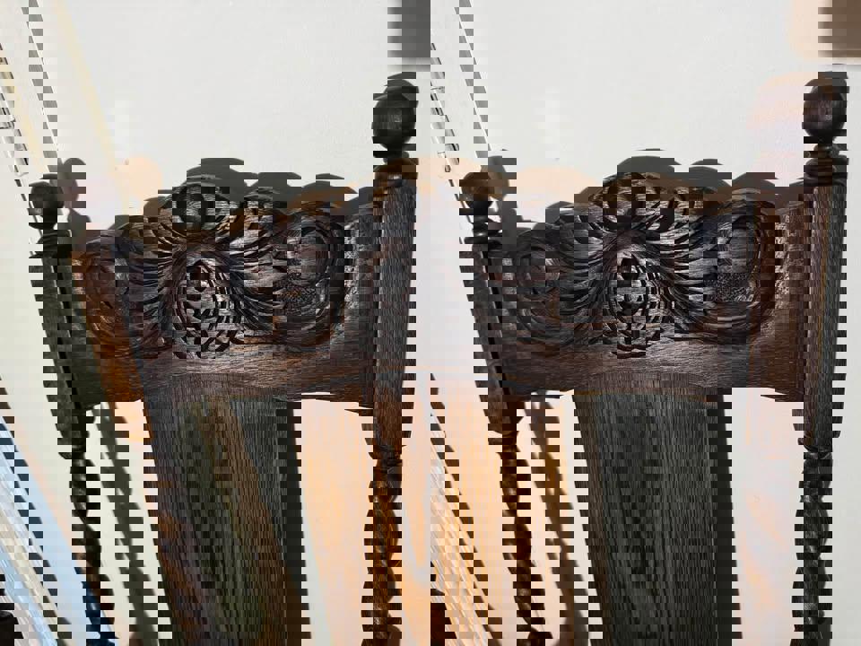 A pair of Antique solid timber chair excellent condition green velvet