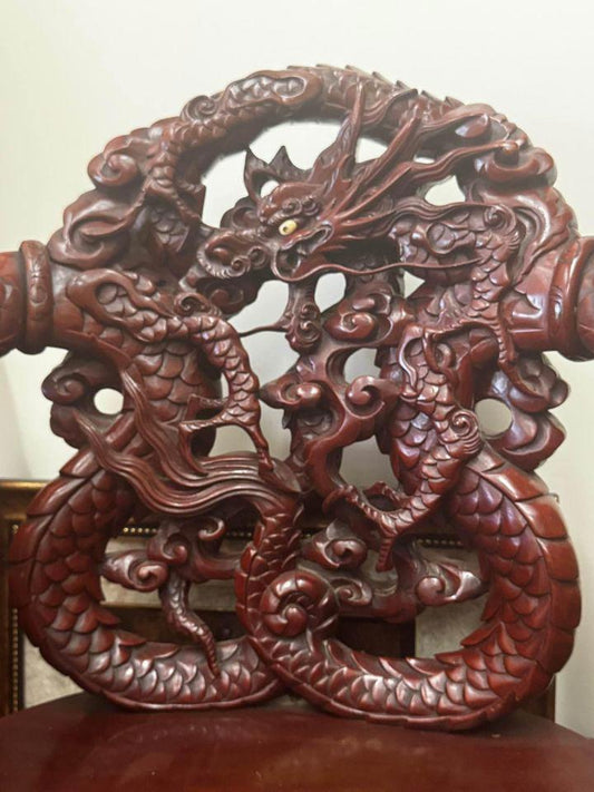 Antique Dragon chairs rosewood Qing dynasty with ivory eyes