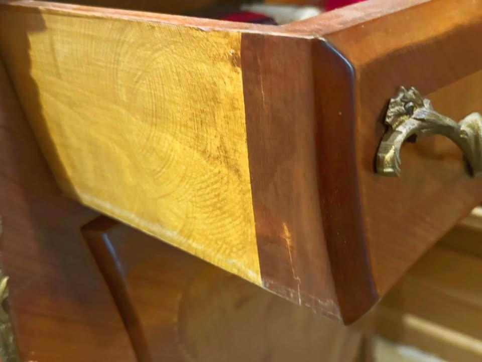 Louis XV Mahogany Cabinet with Marble Top & Brass Accents new condition