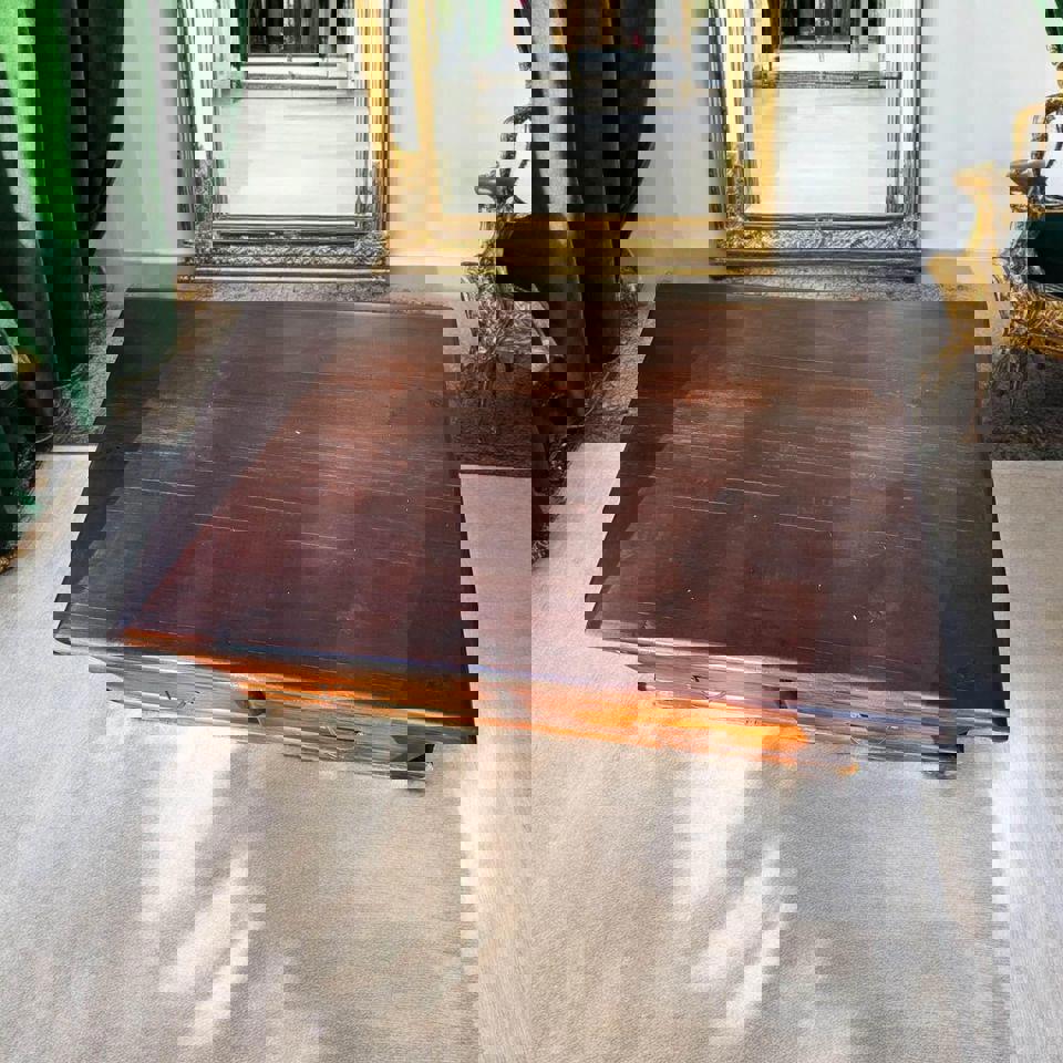 Large thick rustic wooden coffee table tv unit sideboard and a pair matching corner tables