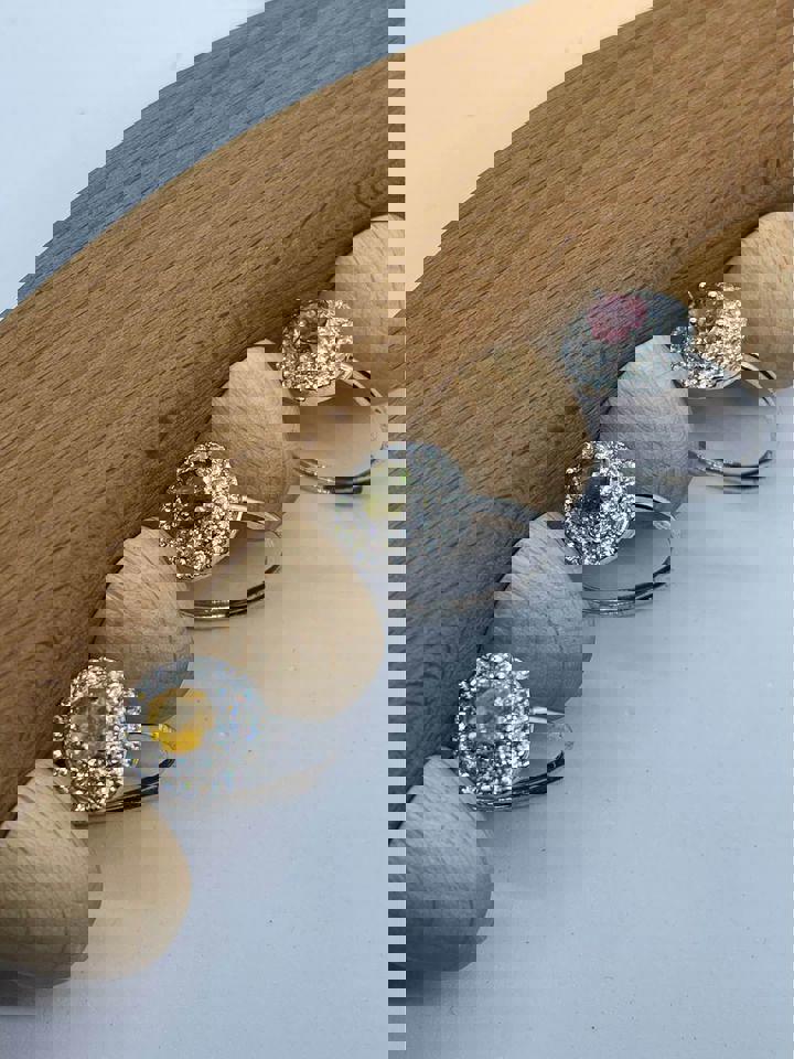 Natural Tourmaline adjustable rings sterling silver S925 Gift for her or him with Gift Box