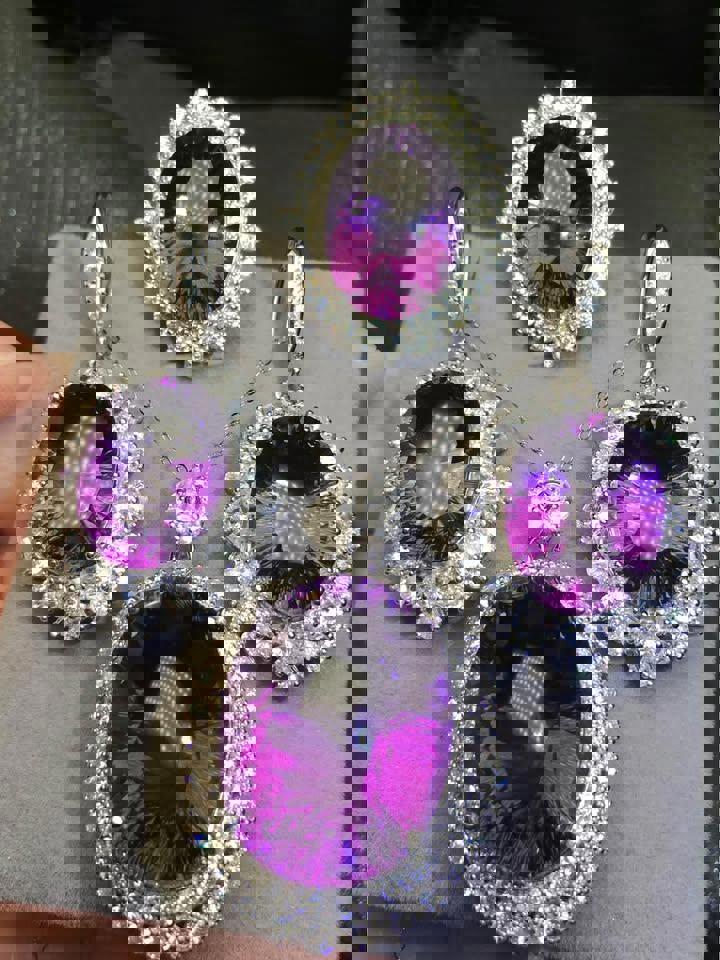 Stunning AAAA Amethyst Jewelry Set in Silver amethyst earrings ring&pendant