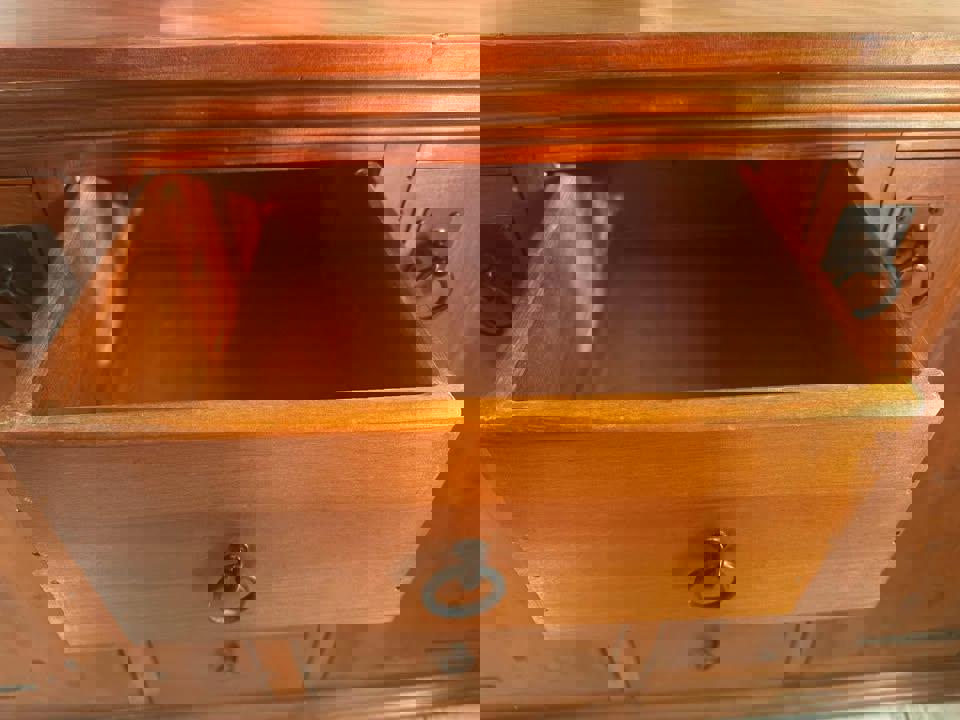 Solid timber refurbished sideboard antique style tall boy chest of drawers