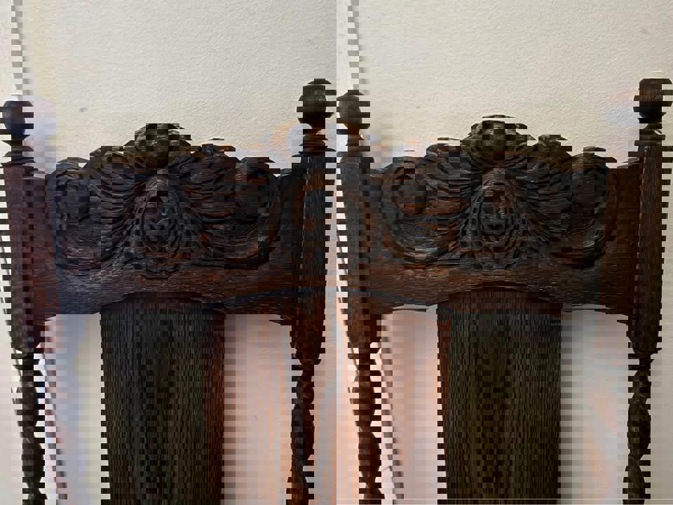 A pair of Antique solid timber chair excellent condition green velvet