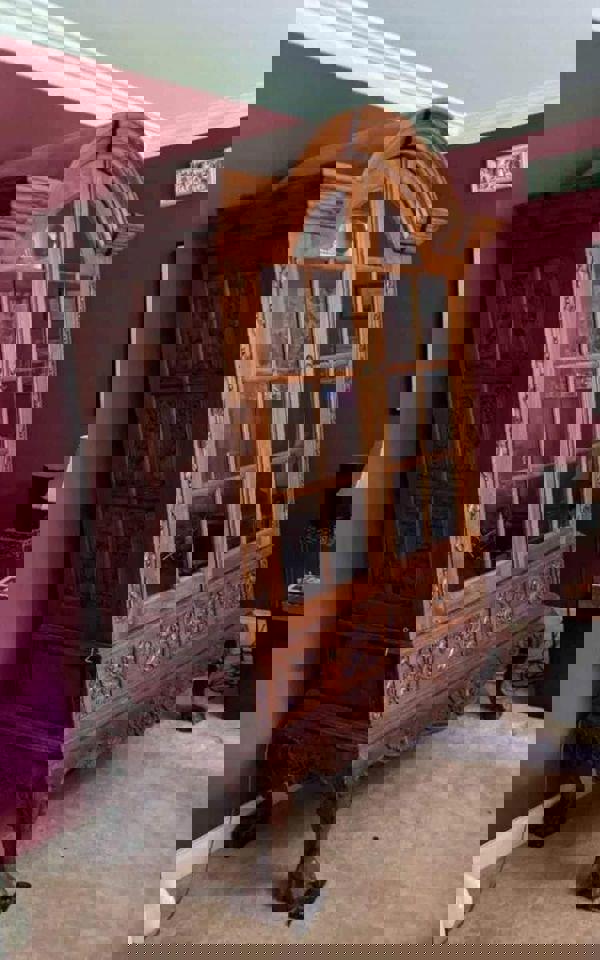 Impressive vintage display cabinet 3 parts easy move solid timber 238x165x80 cm