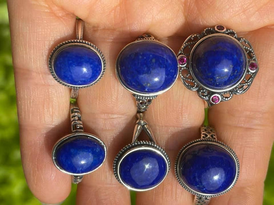 Afghan top quality lapis adjustable rings in 925 silver handmade each piece
