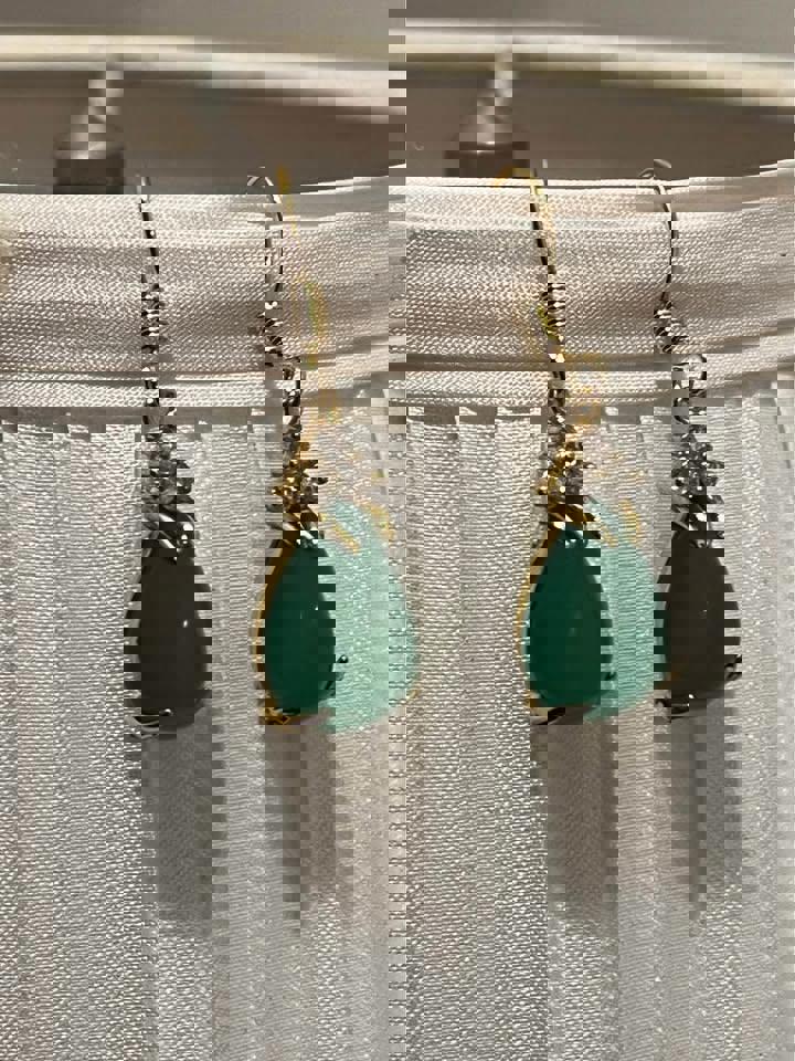 Natural green Jade earrings 18k gold filled 925 silver $239 and red jade necklaces $159