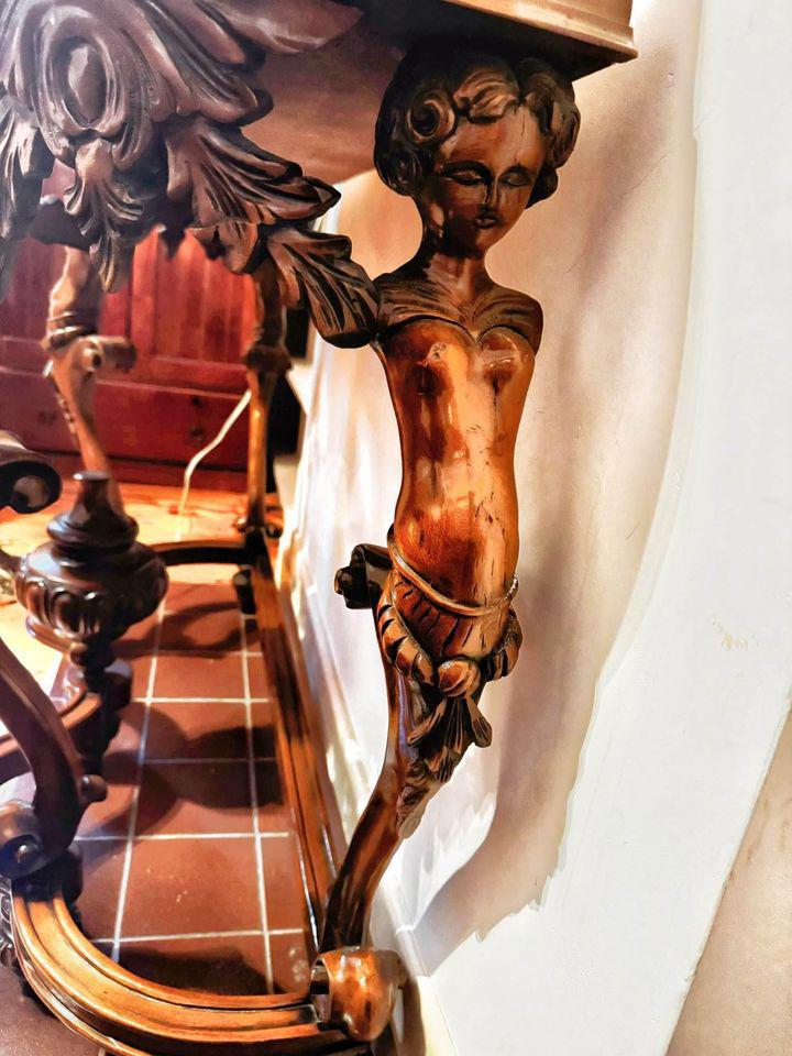 Elegant Vintage Carved Console Table with Mirror hall table