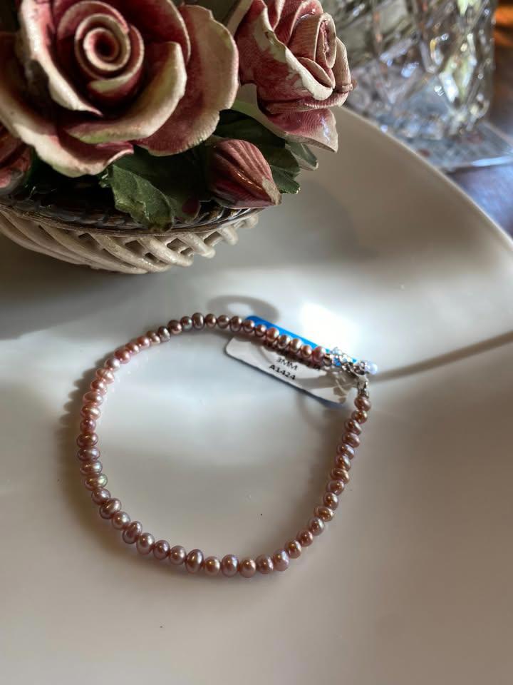 Purple pink freshwater pearl vintage Bracelet 3-3.5mm tiny pearl real seed pearl