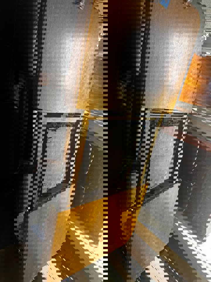 Antique small extended dining table solid timber with 4 chairs