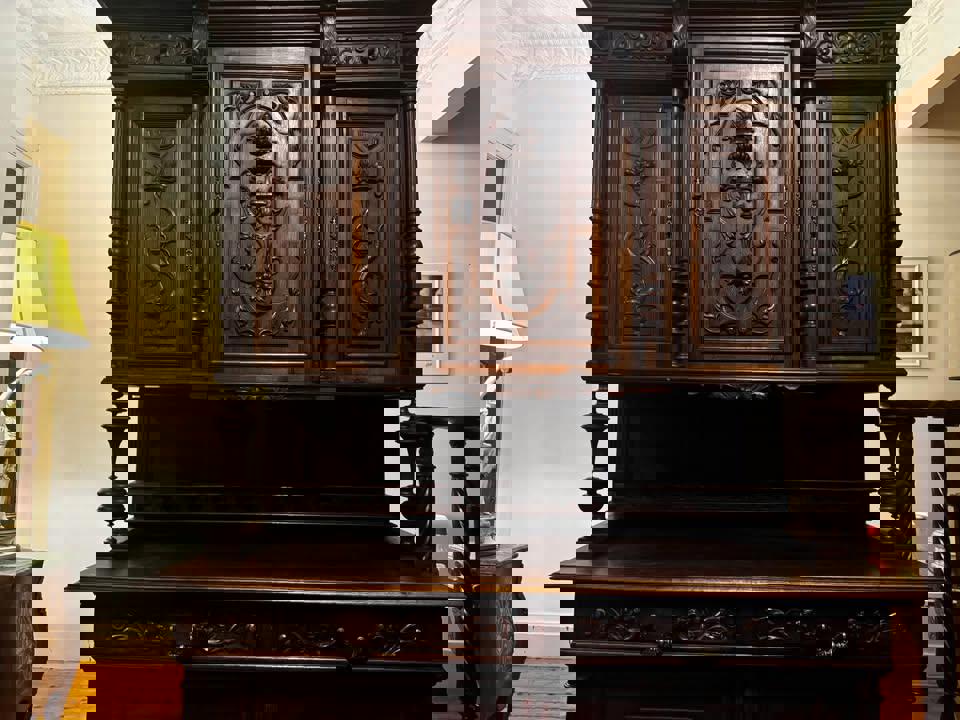 Antique Henry II wall unit sideboard buffet 1800s excellent condition