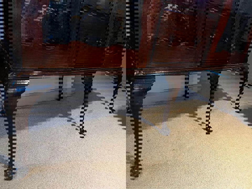 antique mahogany large display cabinet sideboard wall unit comes into 3 parts