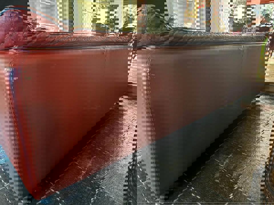 Vintage pure red leather sofa super comfortable 3 seats