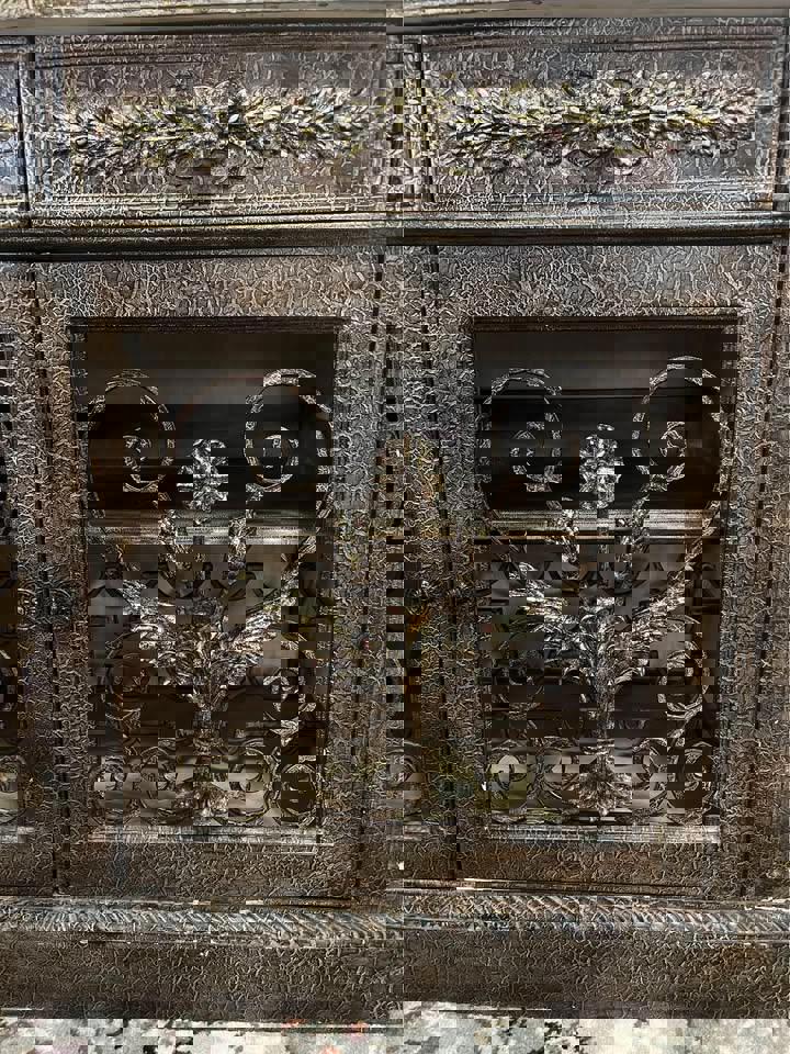 Marble top wine cabinet 128x52x87cm antique matching sideboard 123x48x84cm