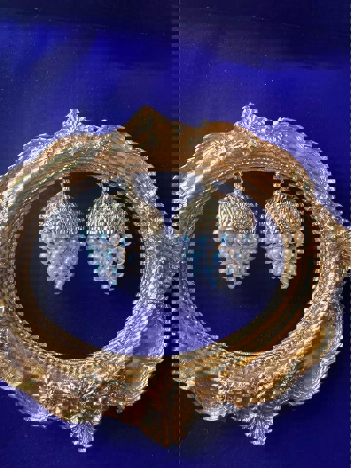 Vintage style natural pearl brooch earrings ring gold plated well made brand new