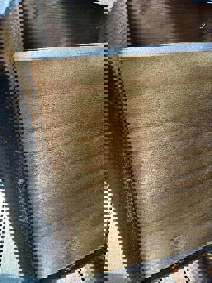 Large thick rustic wooden coffee table tv unit sideboard and a pair matching corner tables