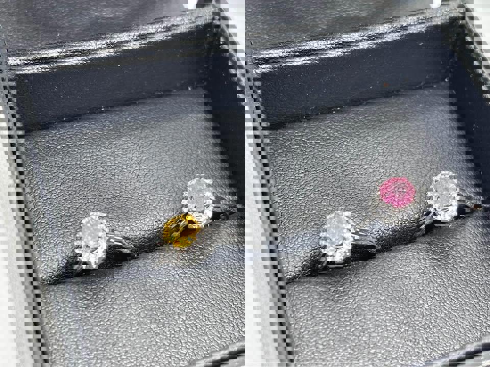 Stunning Dual Gemstone Ring Set - Pink & Yellow/Green Stones