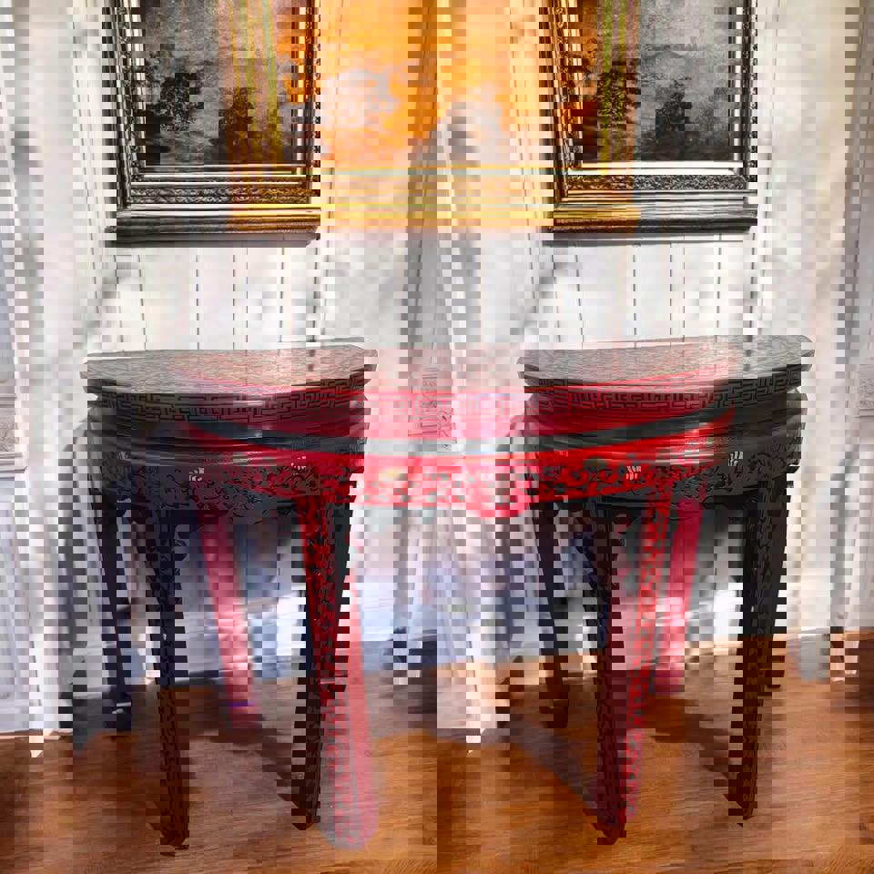 Antique Chinese Transformable Dining Set – 8 Chairs + Hall Stand+ round table