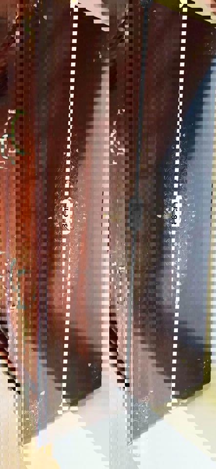 Antique European Brass Inlay Masterpiece cabinet sideboard hall stand hallway