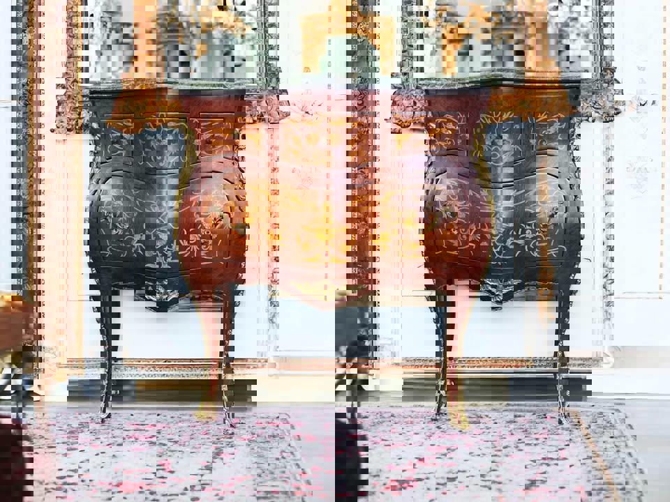 82x40x80h cm Elegant French 18th Century Commode Louis XV hall stand marble top