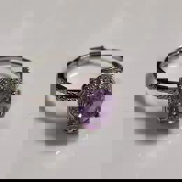 Natural Amethyst ring in silver adjustable purple ring