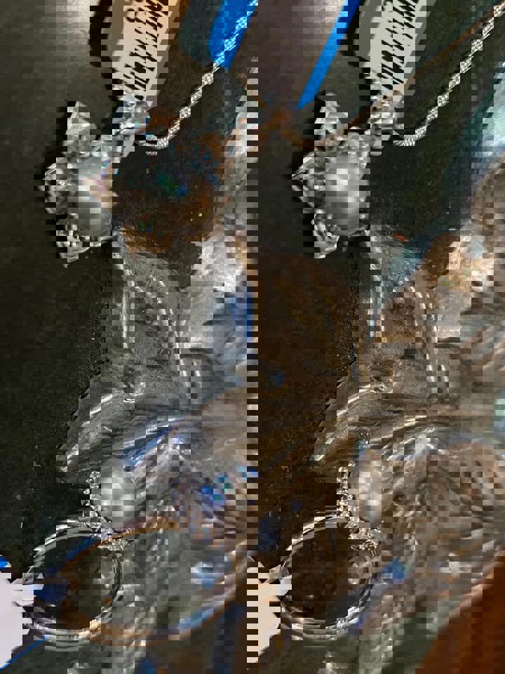 AKOYA natural sea water pearl ring and pendant set in s925 silver