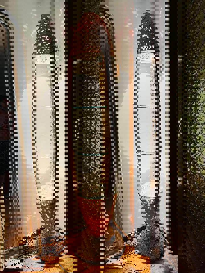 Unique white display glass shelf with LED light made in Italy