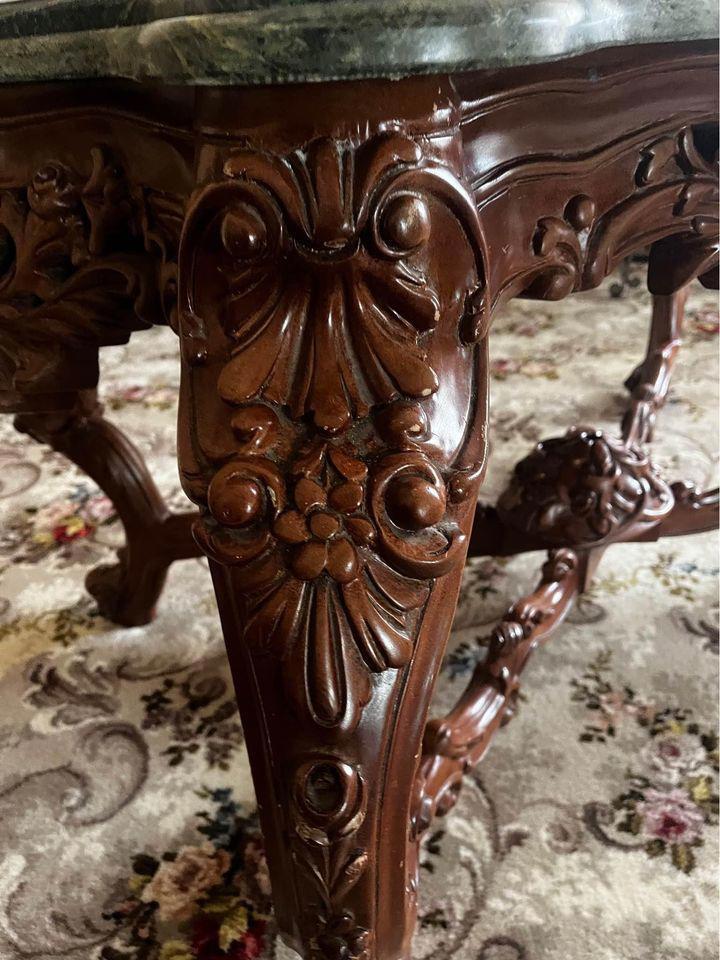 Mahogany Wood HandCarved GetrudeHall/ConsoleTable/center table Marble 88x145x87h