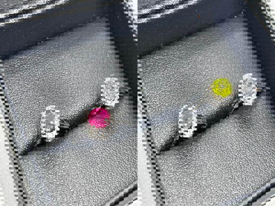 Stunning Dual Gemstone Ring Set - Pink & Yellow/Green Stones