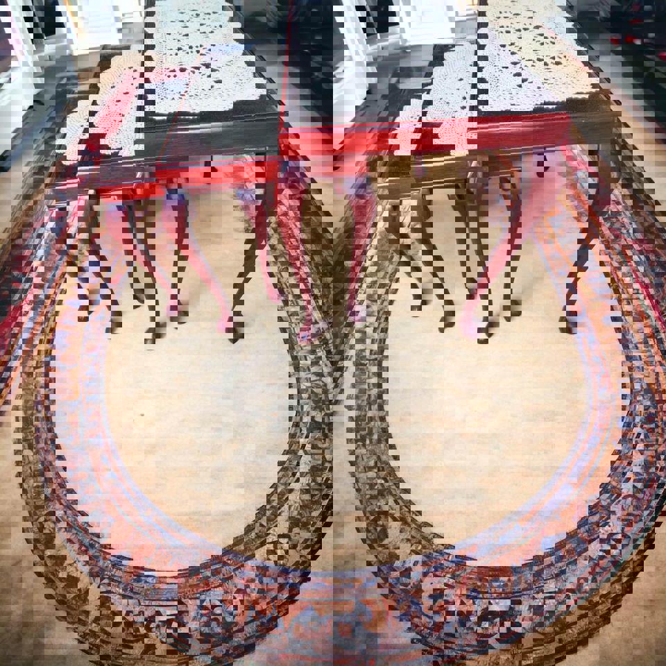 Antique Queen Ann nest of tables 3 pieces with glass tops excellent condition