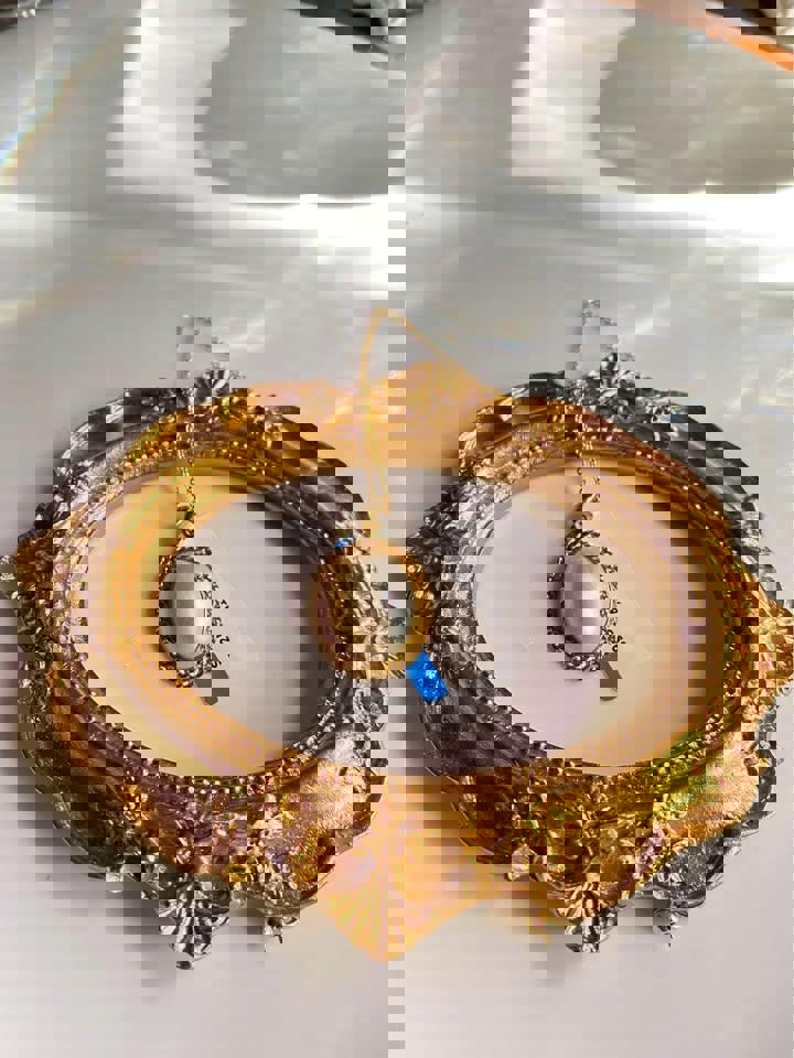 Gold plated s925 silver natural Mabe sea water Pearl necklace