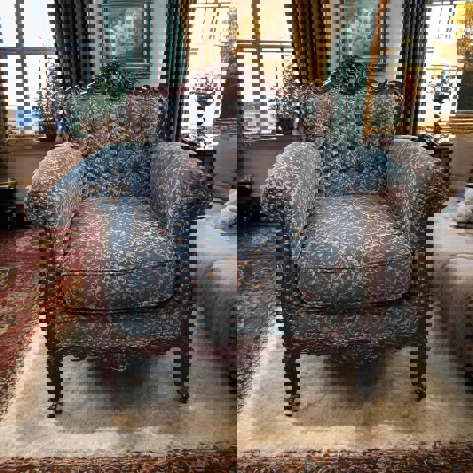 Reupholstered Italian vintage sofa set new 4 seat sofa +2 x single sofa