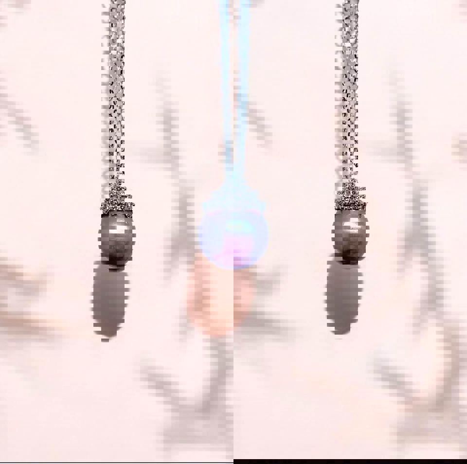 13mm S925 AAA Purple Freshwater Pearl Pendant with certificate