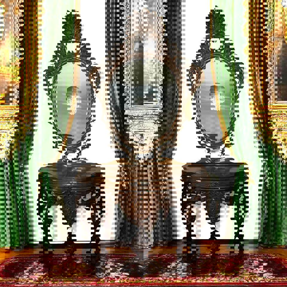 Rococo Antique Reproduction Dressing Tables hall stand with hand carved lady