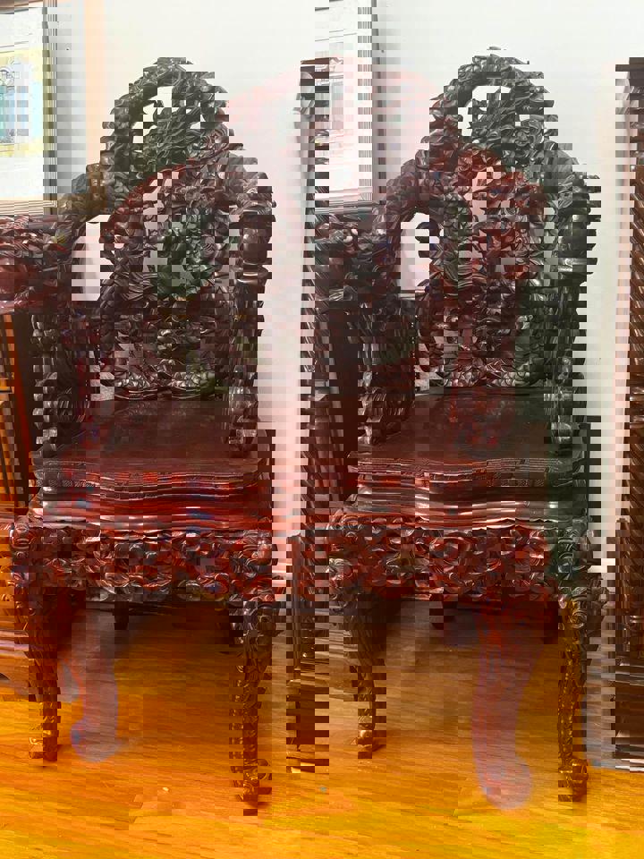 Antique Dragon chairs rosewood Qing dynasty with ivory eyes