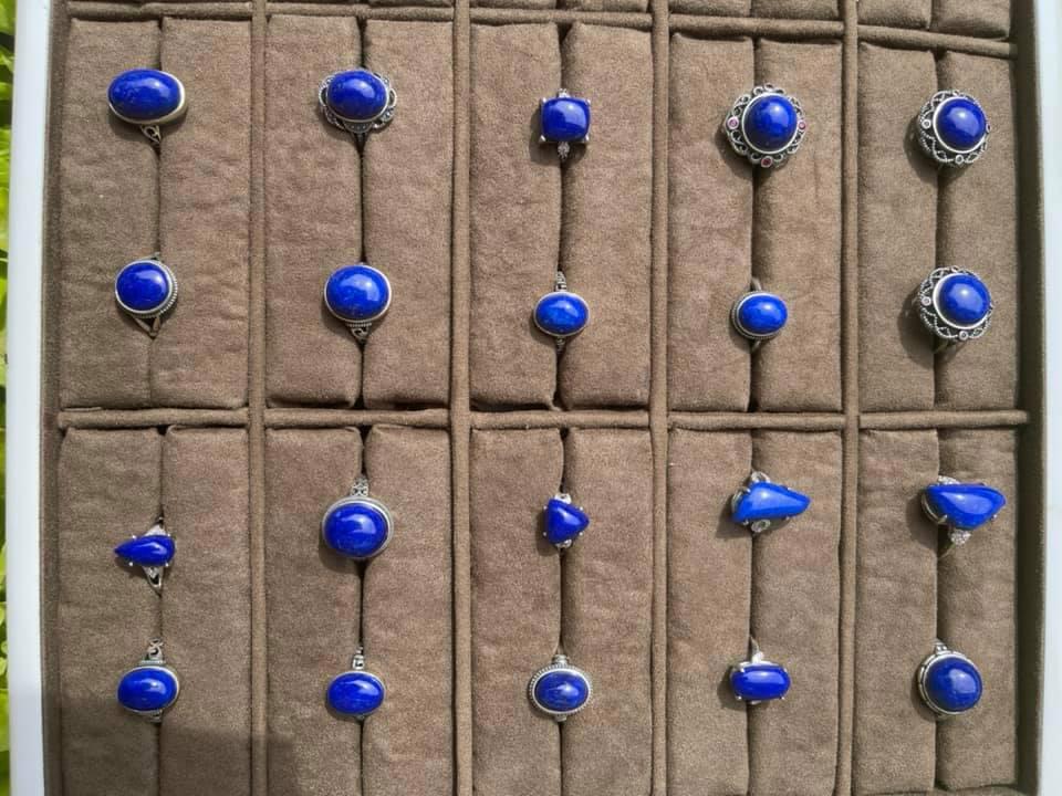 Afghan top quality lapis adjustable rings in 925 silver handmade each piece