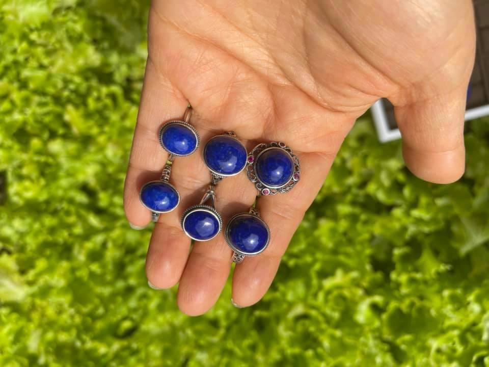 Afghan top quality lapis adjustable rings in 925 silver handmade each piece