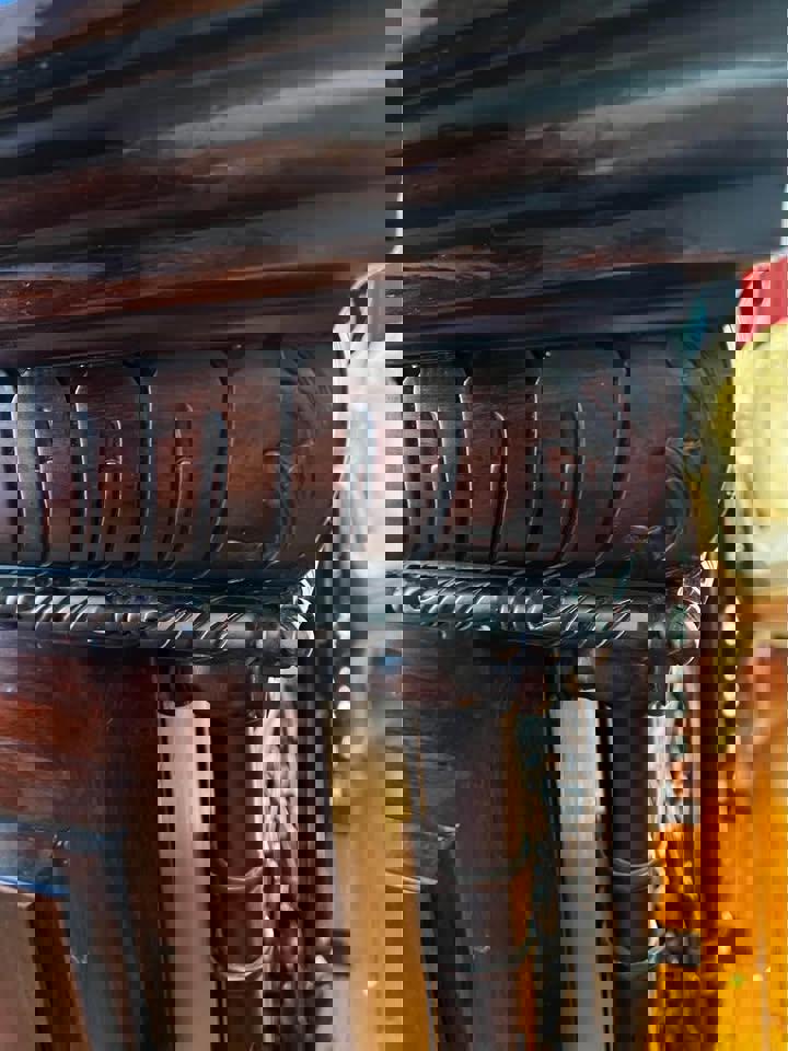 Impressive very large antique wall unit display cabinet mahogany 330x200x60cm hand carved