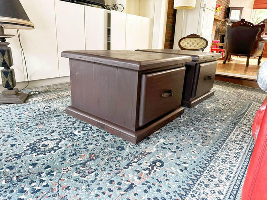 A pair corner tables rustic style joint coffee table solid timber