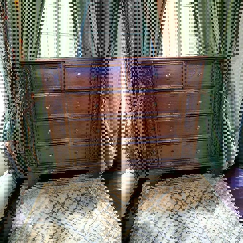 105×46×87h cm tall boy chest of drawers sideboard TV unit solid timber refurbished