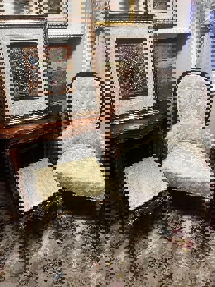 White antique single armchair strong and solid comfy