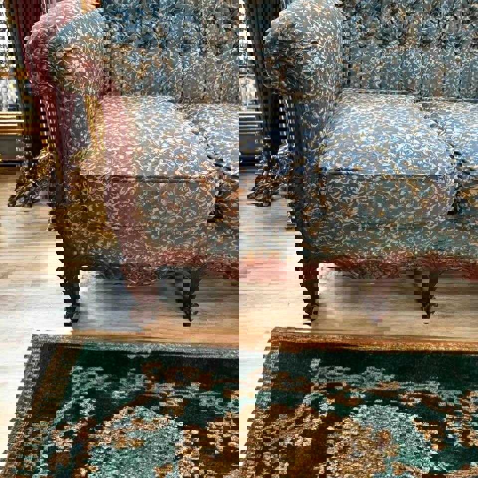 Reupholstered Italian vintage sofa set new 4 seat sofa +2 x single sofa