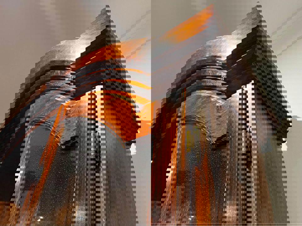 110x235x34cm tall crystal display cabinet book shelf mahogany solid timber