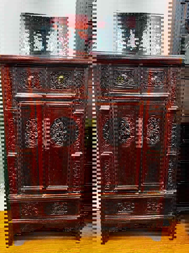 116h x 100w x 67d cm antique Chinese wedding cabinet hall stand tall boy 1800s